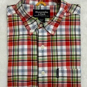Abercrombie & Fitch Men’s Large Multi-Color Plaid Short Sleeve Button-Down Shirt